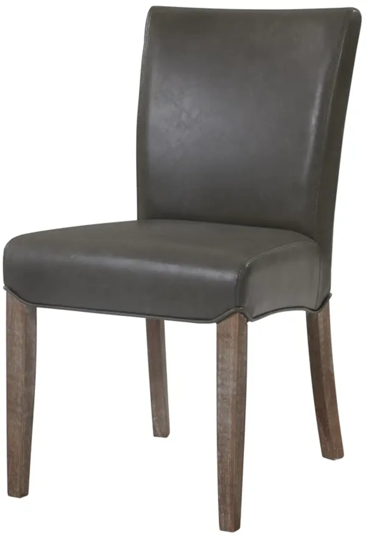 Beverly Hills Bonded Leather Dining Side Chair Drift Wood Legs, Vintage Gray (Set of 2)