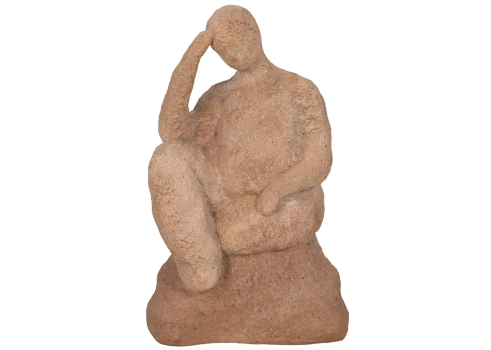 8" Thinking Man On Rock, Terracotta