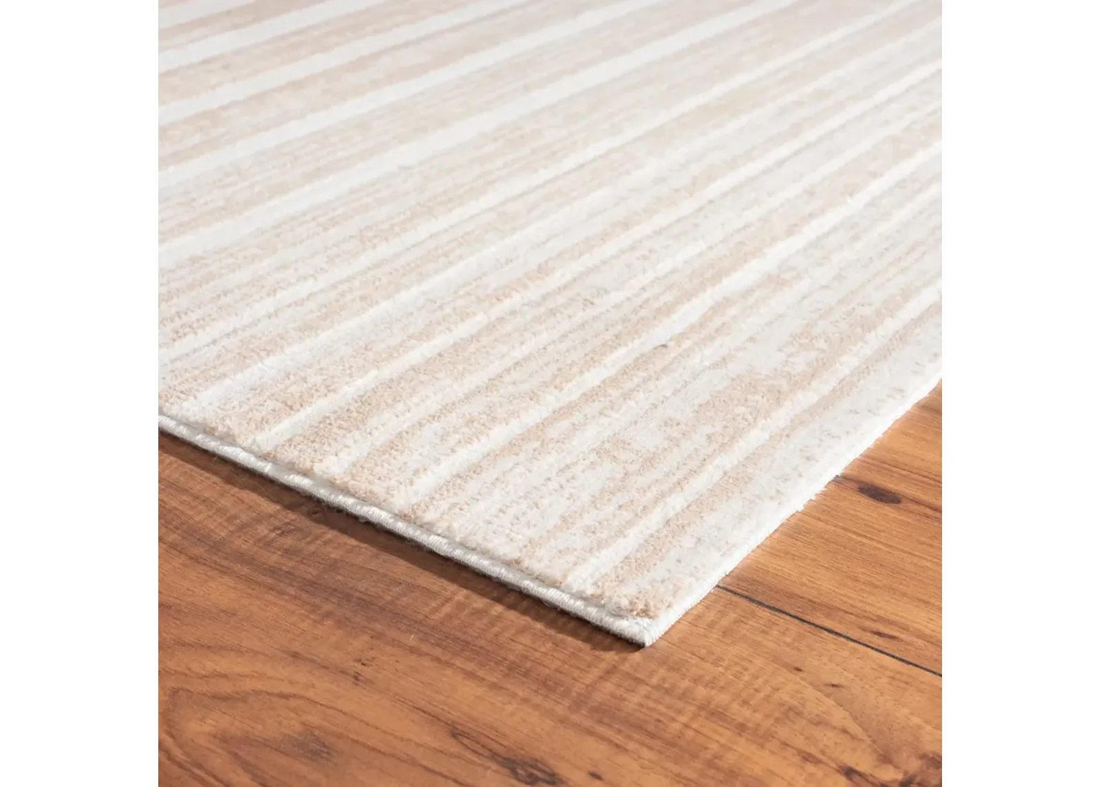 Imagica Neutral Distressed Striped Sandy Shores Contemporary Area Rug 5'3" x 7'6"