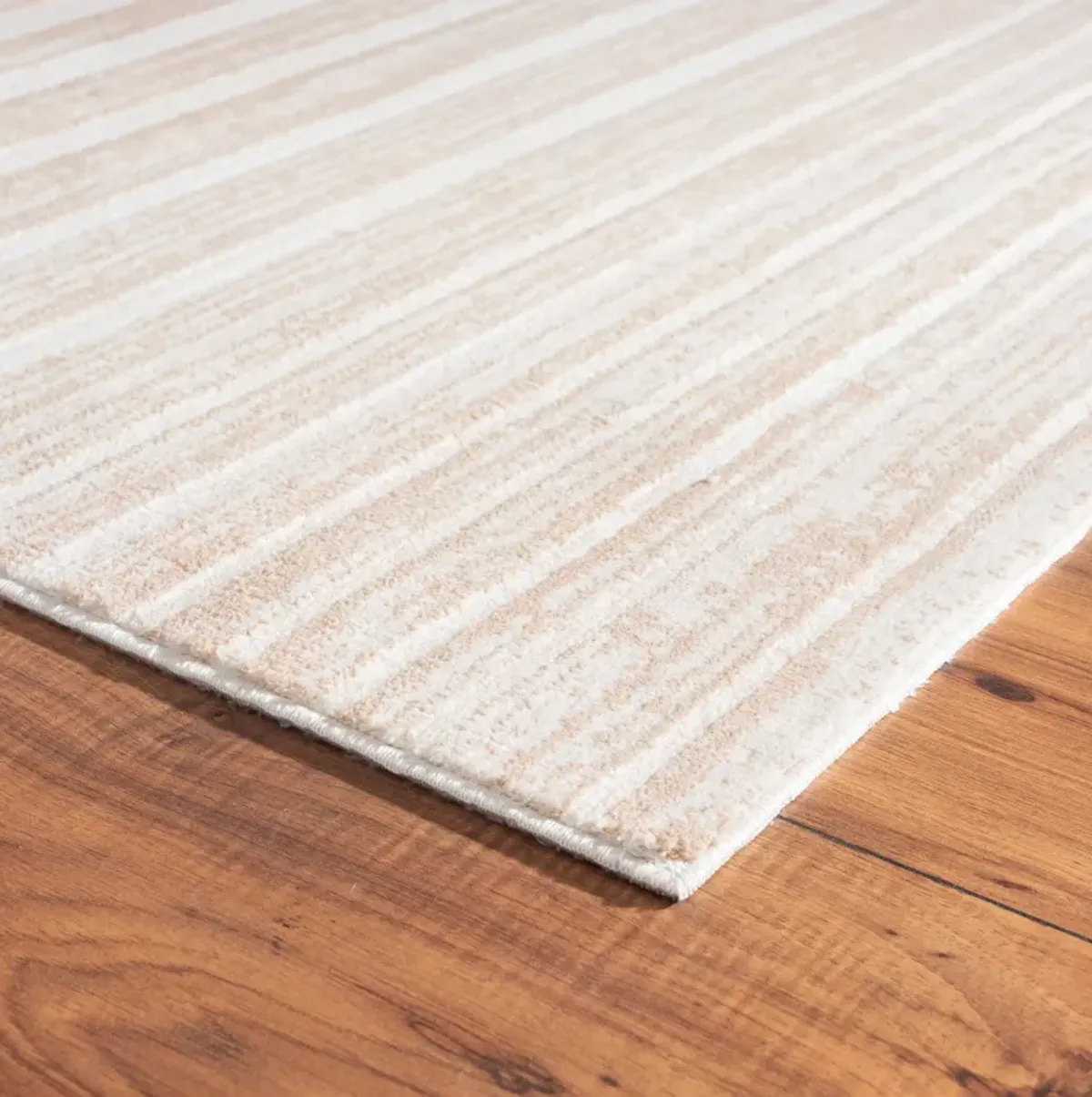 Imagica Neutral Distressed Striped Sandy Shores Contemporary Area Rug 5'3" x 7'6"