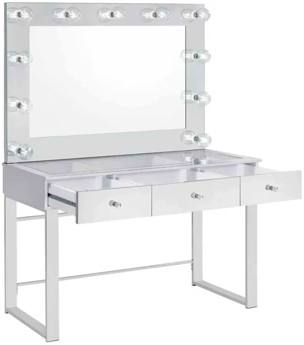 Umbridge 3-drawer Vanity with Lighting Chrome and White