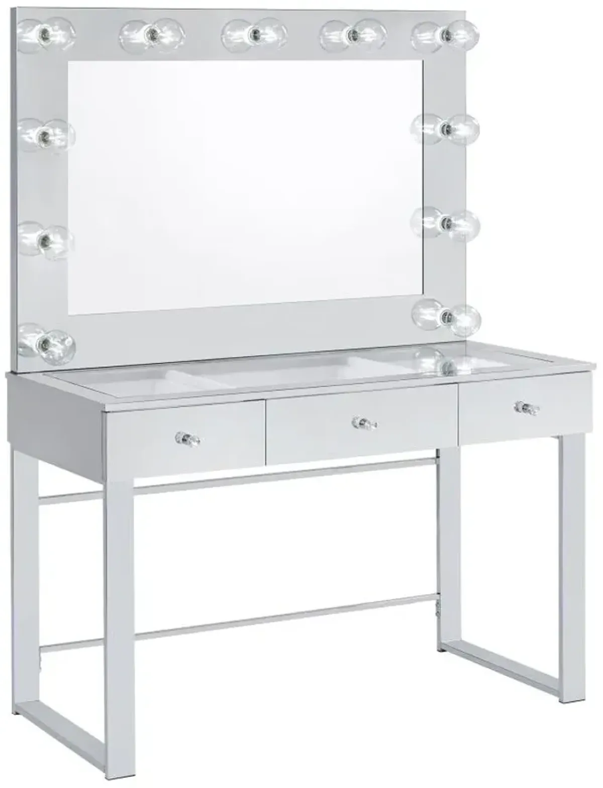 Umbridge 3-drawer Vanity with Lighting Chrome and White