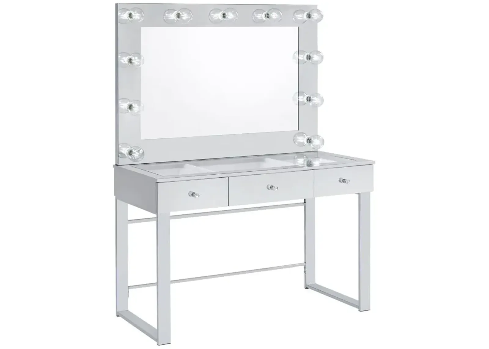 Umbridge 3-drawer Vanity with Lighting Chrome and White