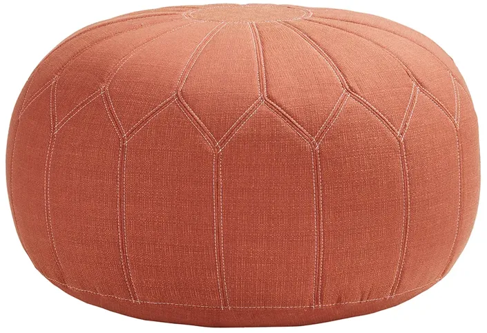 Madison Park Kelsey Orange Round Pouf Ottoman