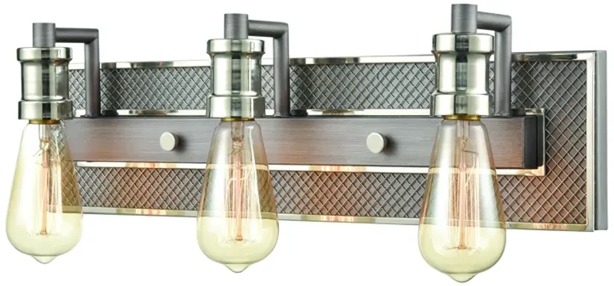 Gridiron 21" Wide 3-Light Vanity Light - Weathered Zinc