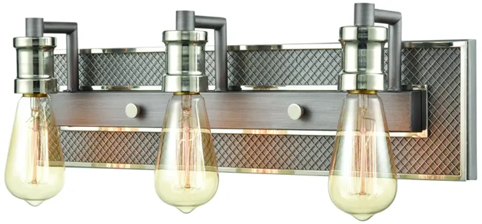 Gridiron 21" Wide 3-Light Vanity Light - Weathered Zinc