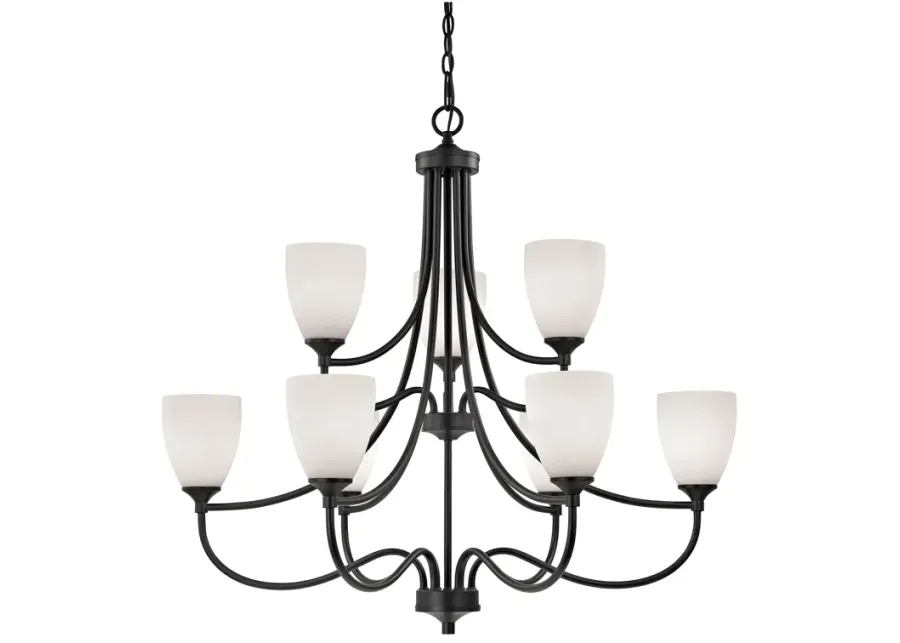 Arlington 9-Light Chandelier in Oil Rubbed Bronze with White Glass