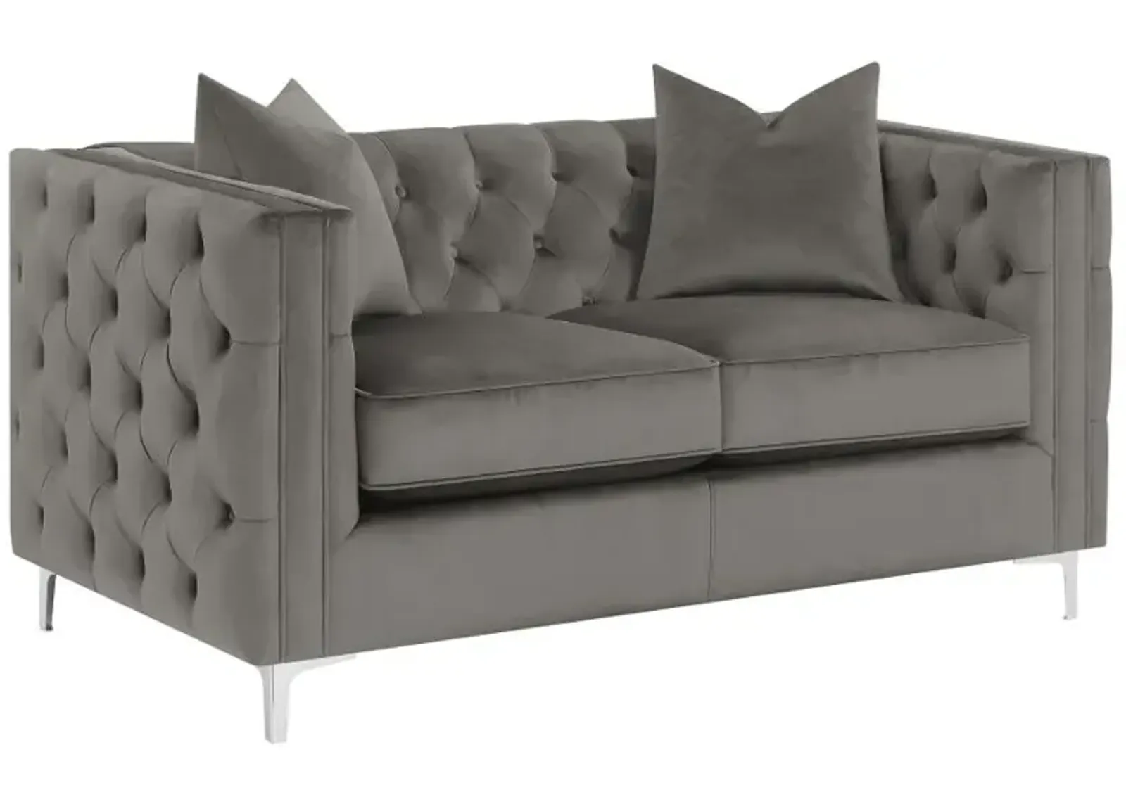 Phoebe Tufted Tuxedo Arms Loveseat Urban Bronze