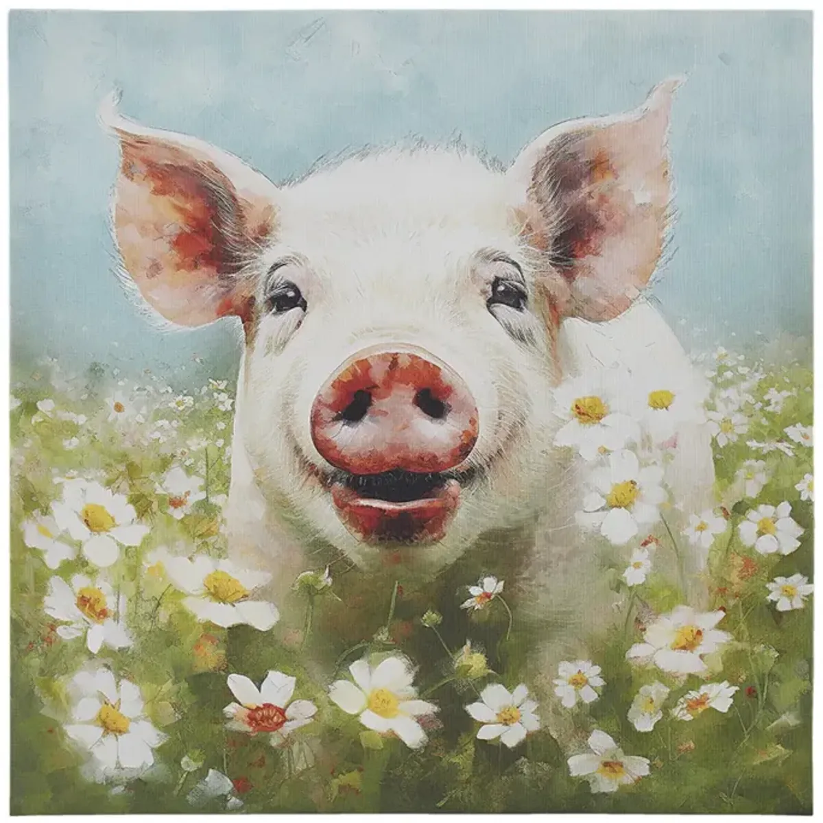 Sunshine Animals Pig Canvas Wall Art