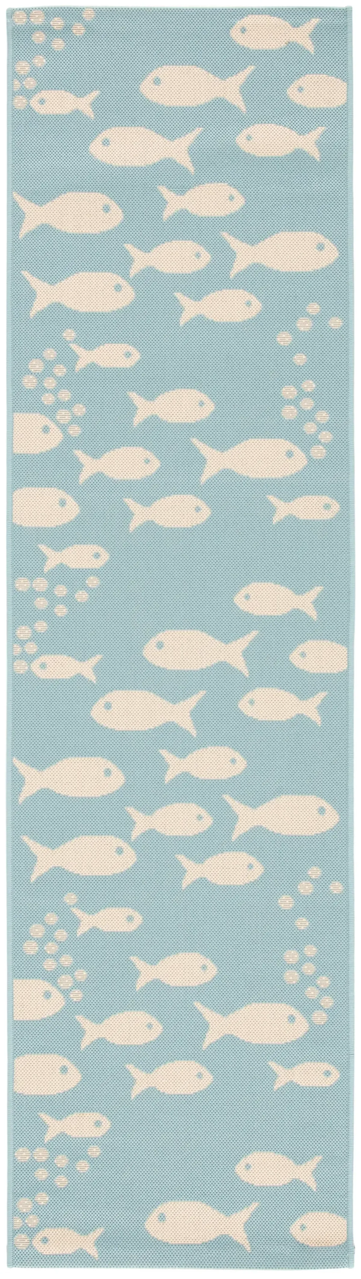 COURTYARD 6012 AQUA  2'-3' x 16' Runner Rug