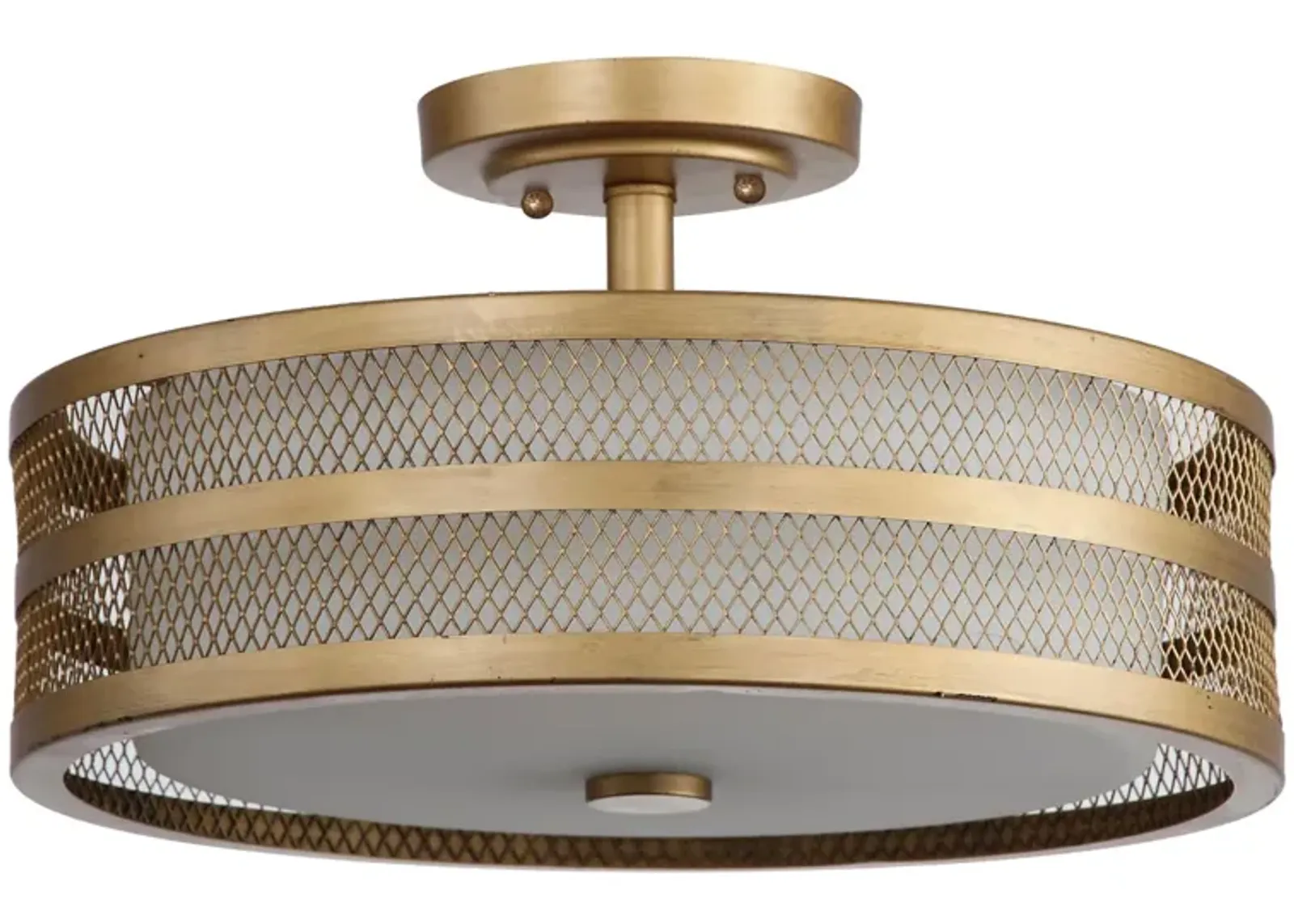 Greta 3 Light Antique Gold 15.75-Inch Dia Veil Semi Flush