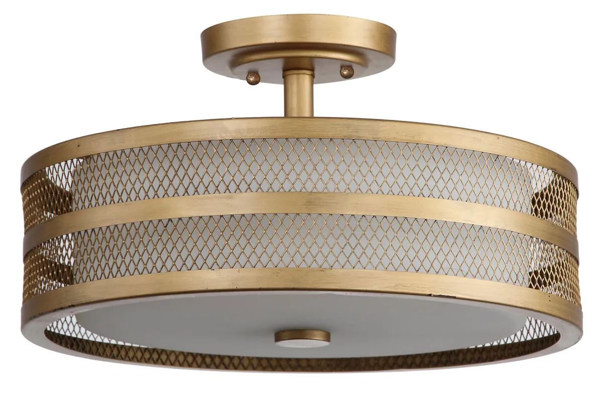 Greta 3 Light Antique Gold 15.75-Inch Dia Veil Semi Flush