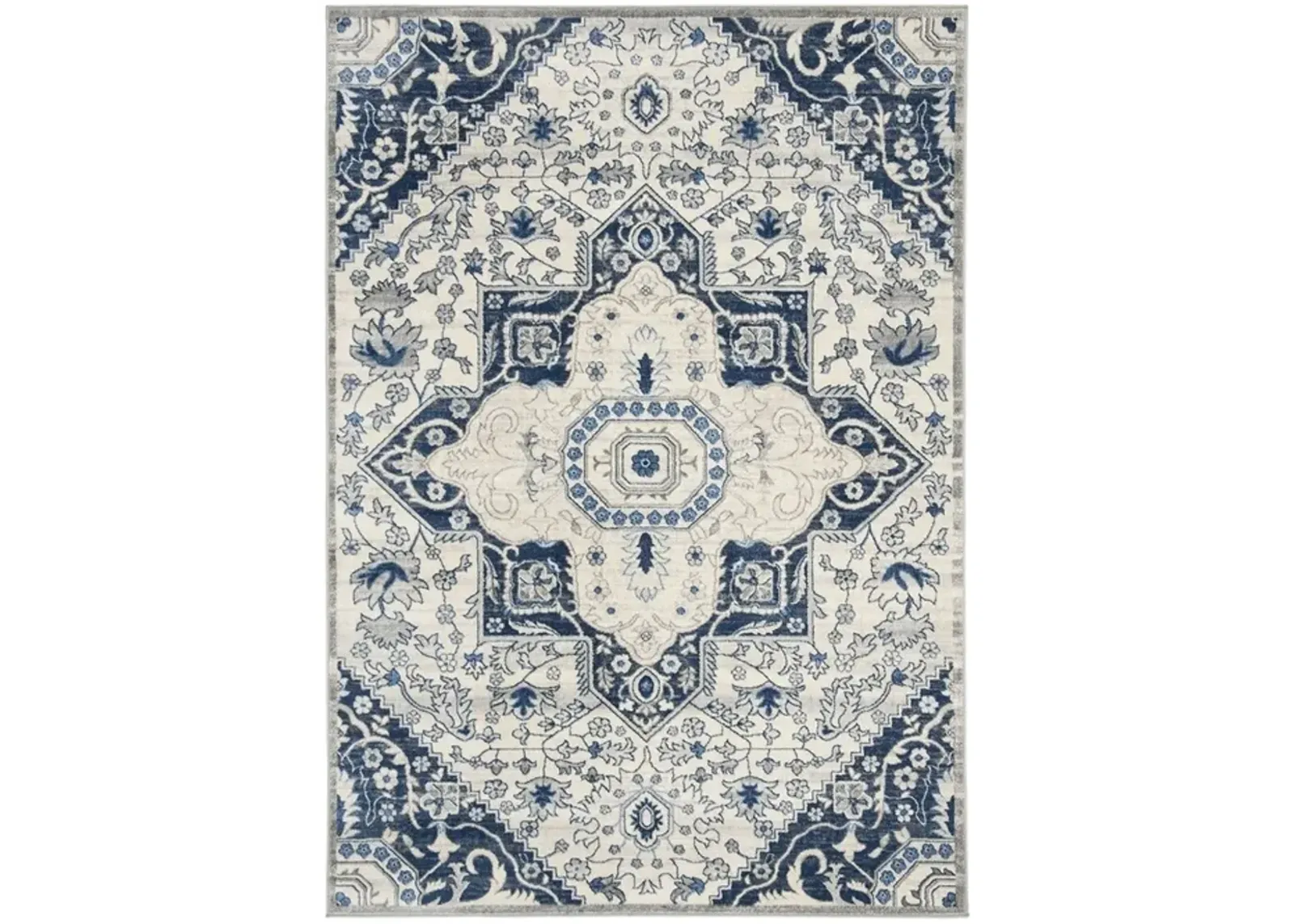 Brentwood 816 Cream / Blue 4' X 6' Small Rectangle Powerloomed Rug