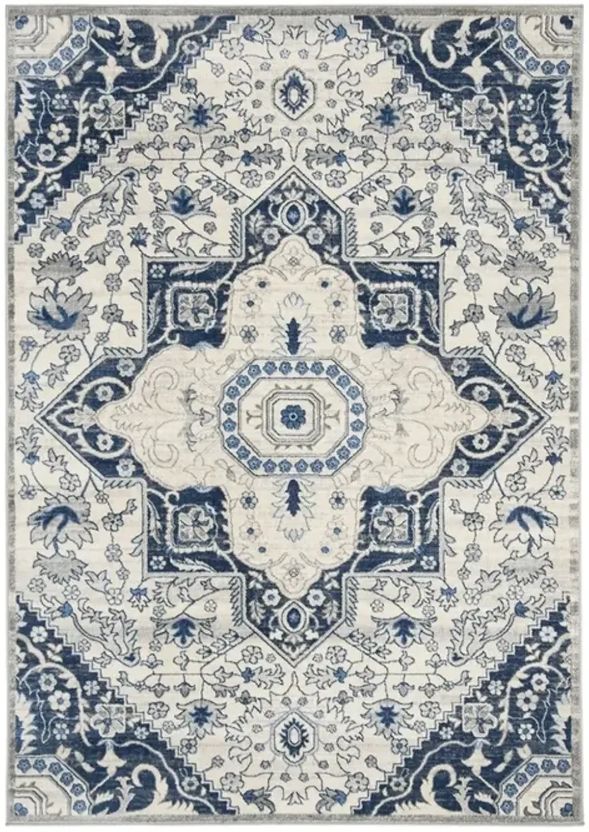 Brentwood 816 Cream / Blue 4' X 6' Small Rectangle Powerloomed Rug