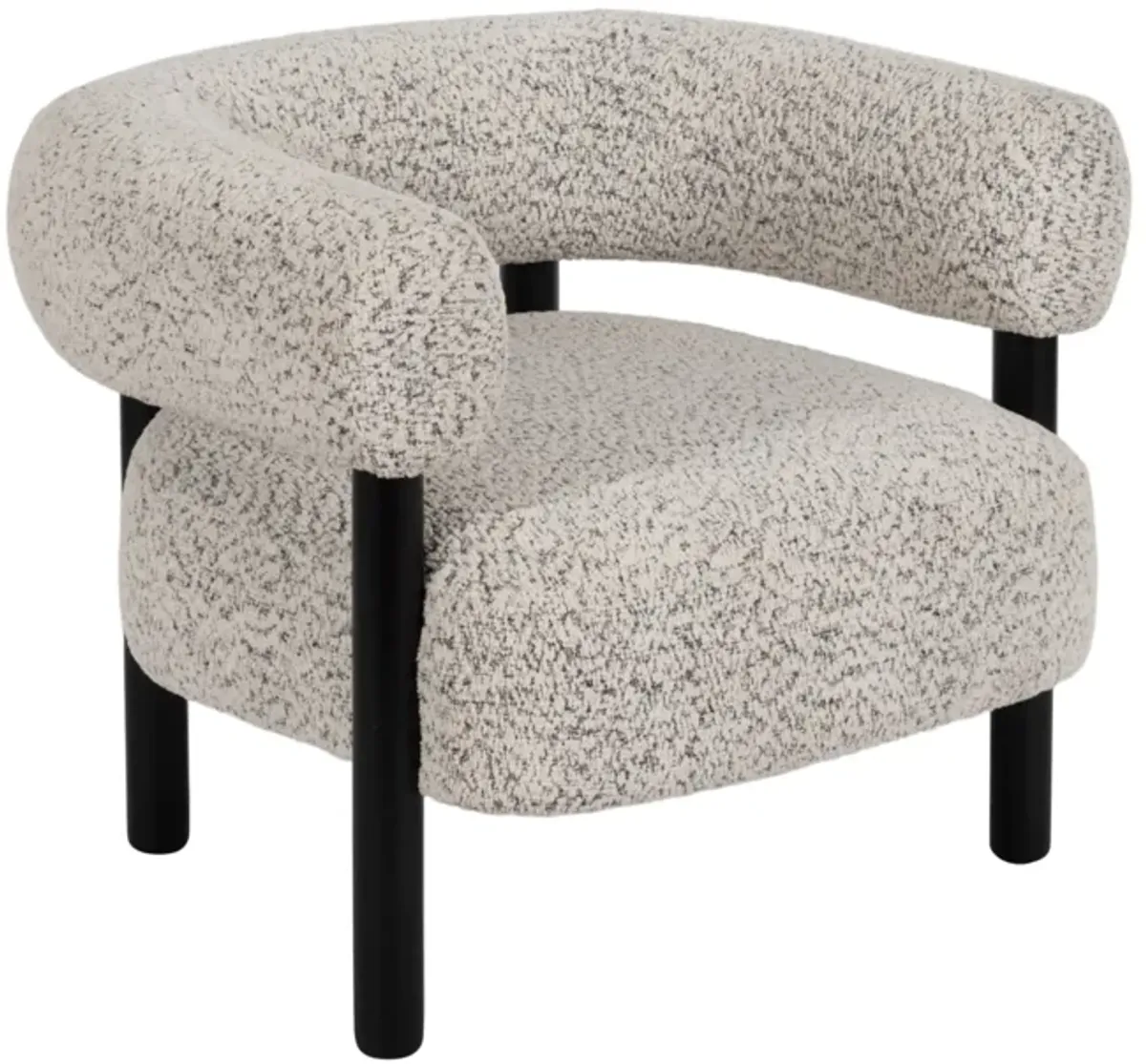 Roundback Accent Chair W/ Wood Legs, Speckled Wht