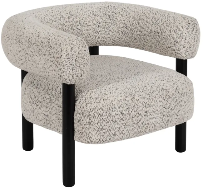 Roundback Accent Chair W/ Wood Legs, Speckled Wht