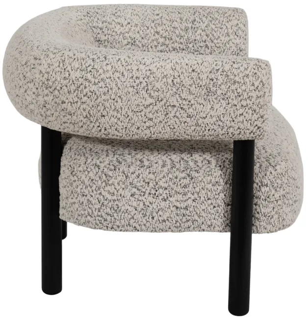 Roundback Accent Chair W/ Wood Legs, Speckled Wht