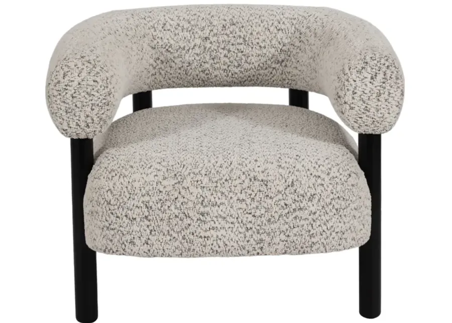 Roundback Accent Chair W/ Wood Legs, Speckled Wht