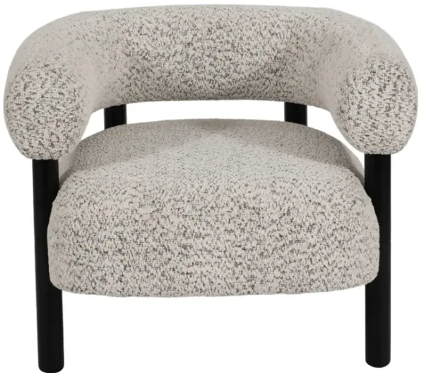 Roundback Accent Chair W/ Wood Legs, Speckled Wht