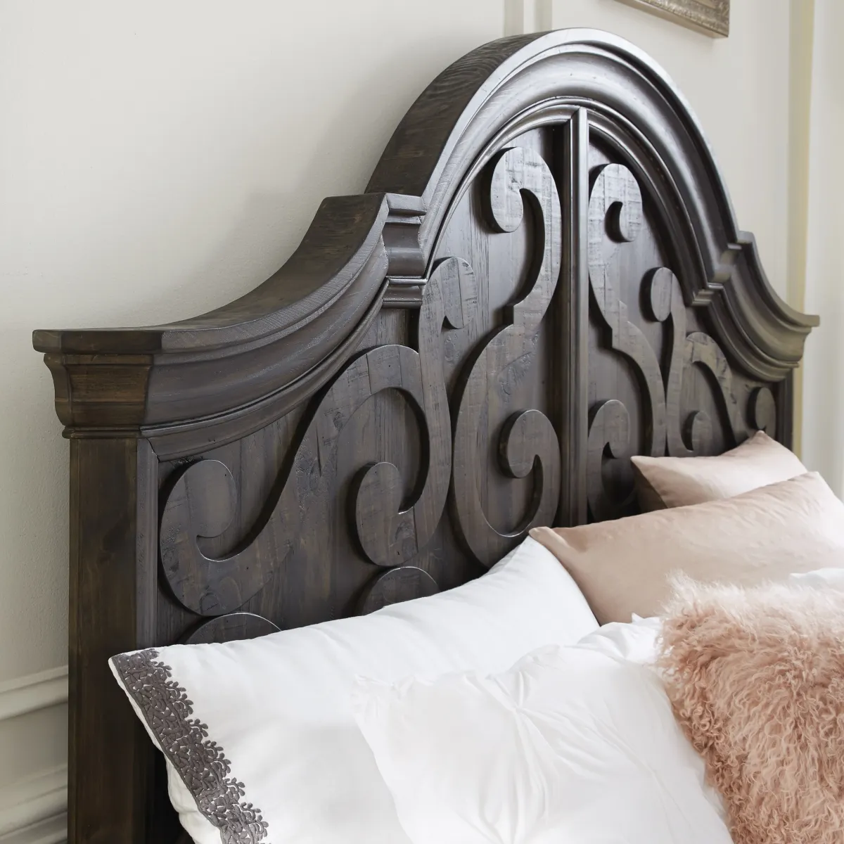 Bellamy King Panel Bed Shaped Headboard