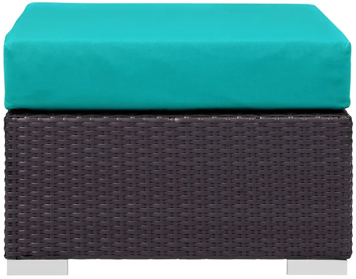 Convene Outdoor Patio Fabric Square Ottoman