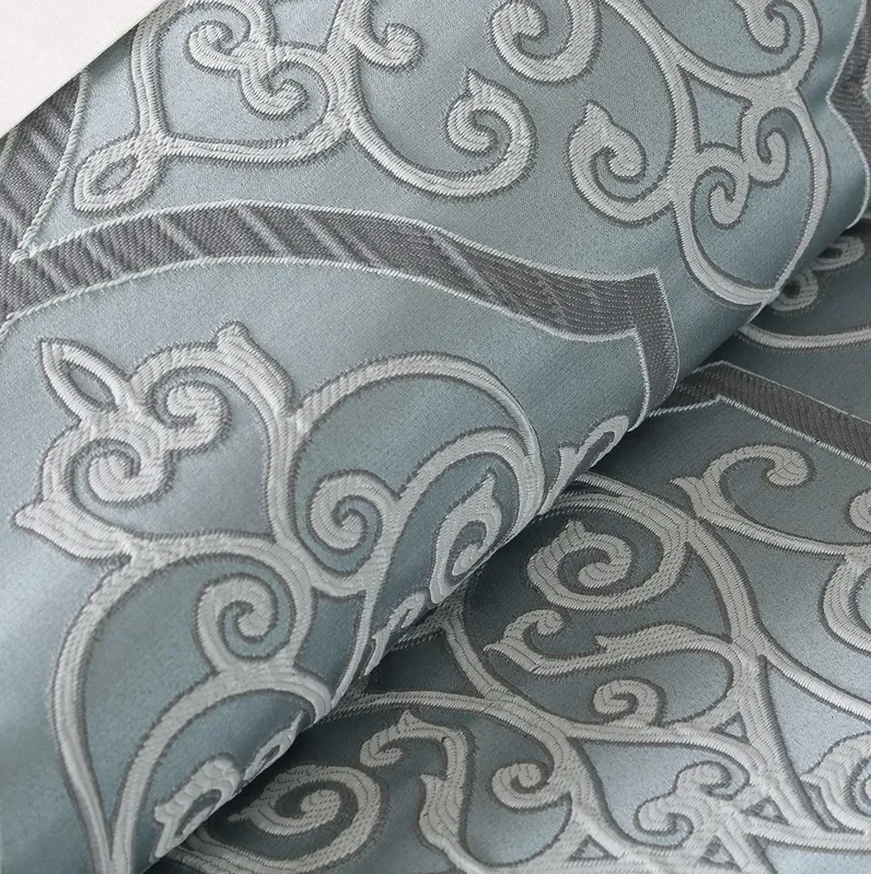 Madison Park Lavine Blue 12 Piece Comforter Set with Cotton Bed Sheets