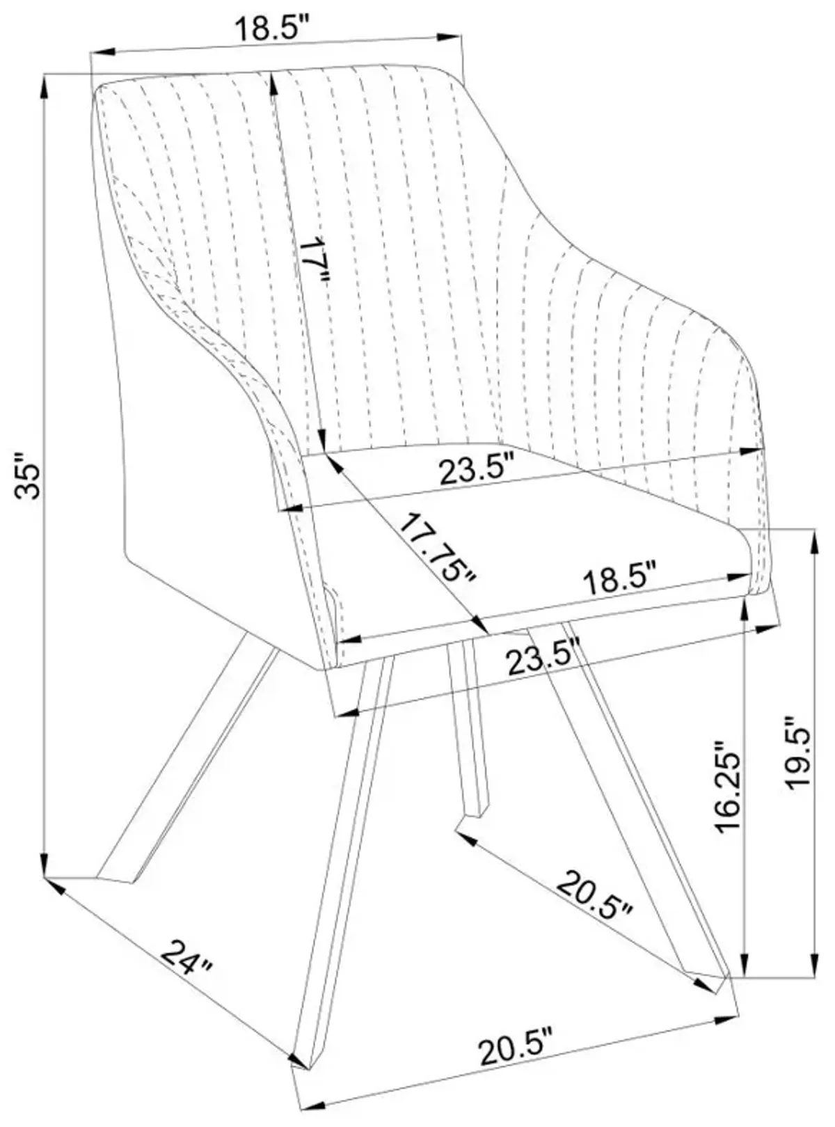 Aaron Tufted Sloped Arm Swivel Dining Chair