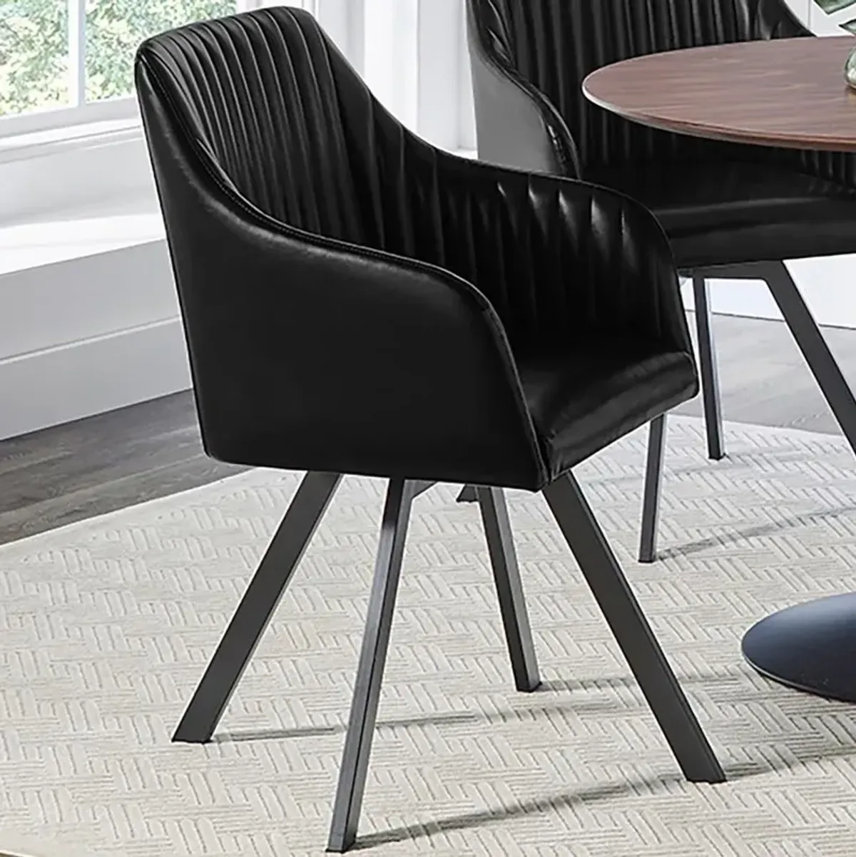 Aaron Tufted Sloped Arm Swivel Dining Chair