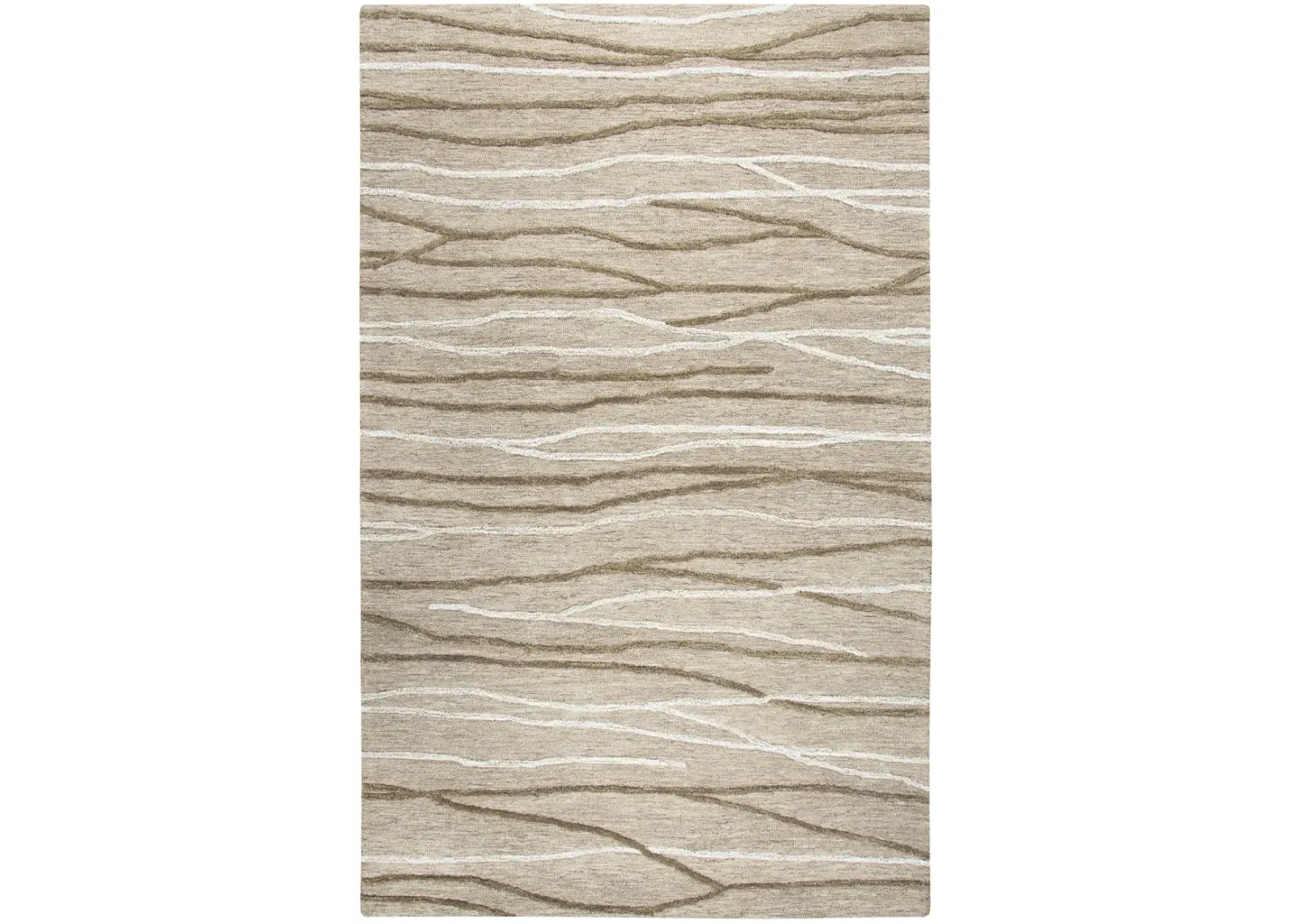 Idyllic Brown/Natural Lines Wool 8' x 10' Rectangle Rug