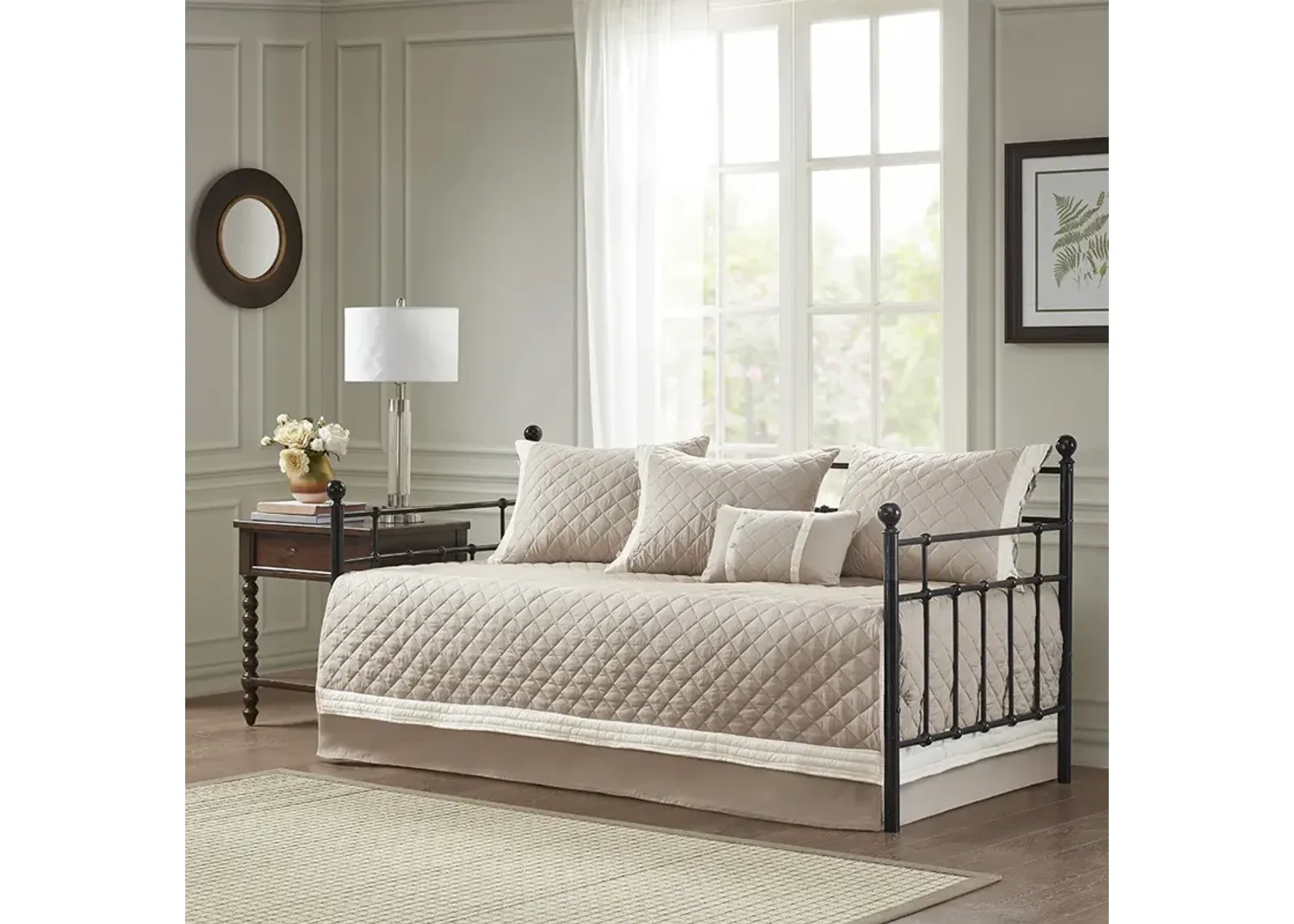 Madison Park Breanna Khaki 6 Piece Cotton Daybed Cover Set