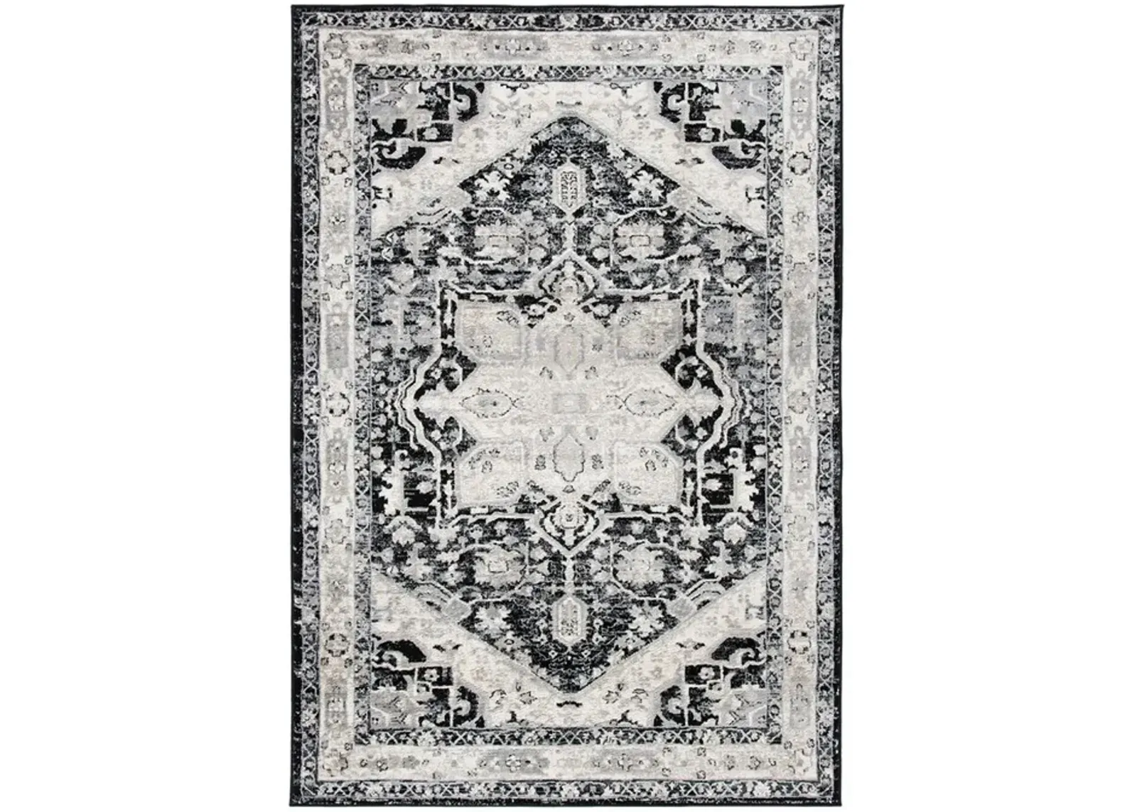 Brentwood 852 Black / Ivory 10' X 13' Large Rectangle Powerloomed Rug