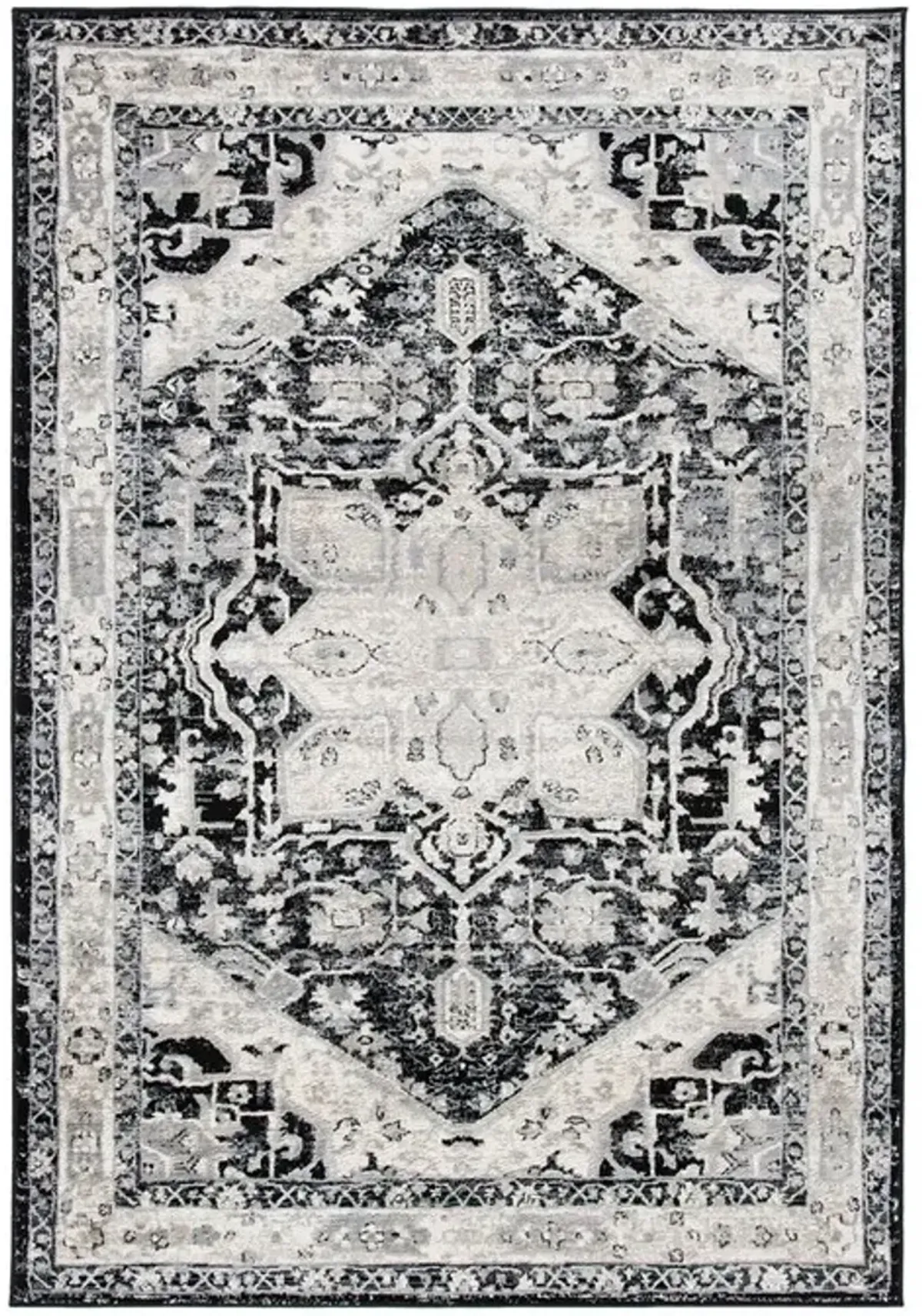 Brentwood 852 Black / Ivory 10' X 13' Large Rectangle Powerloomed Rug