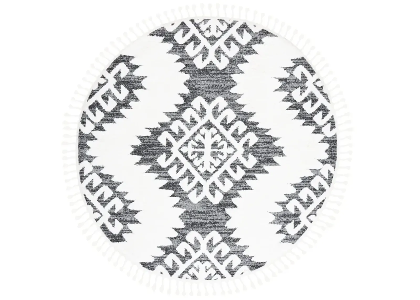 MOROCCAN TASSEL SHAG 652 DARK GREY  3' x 3' Round Round Rug