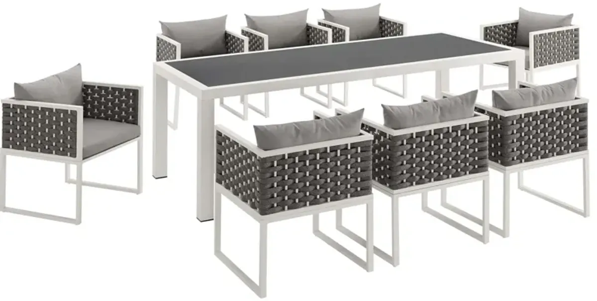 Stance 9 Piece Outdoor Patio Aluminum Dining Set