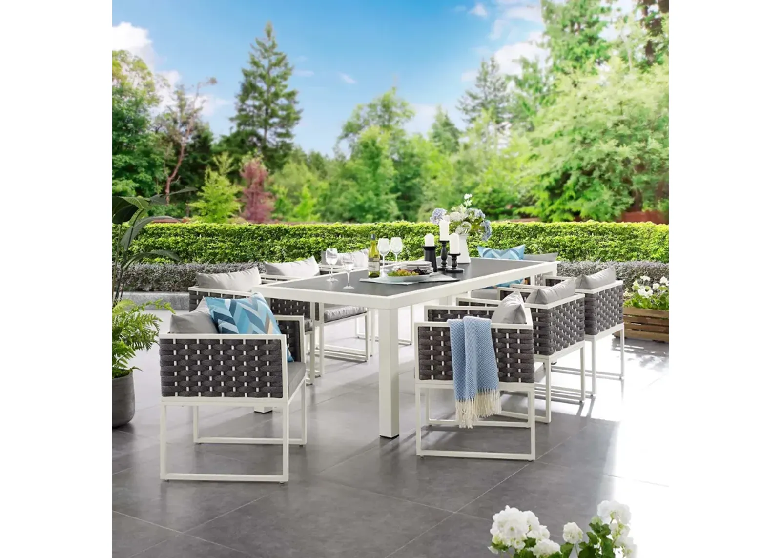 Stance 9 Piece Outdoor Patio Aluminum Dining Set