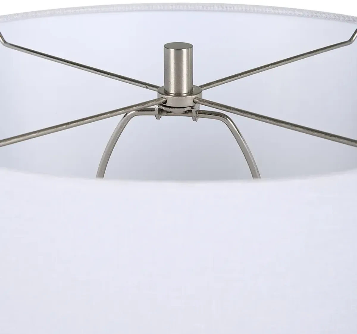 Rattan Finished In White With Brushed Nickel Accents Table Lamp