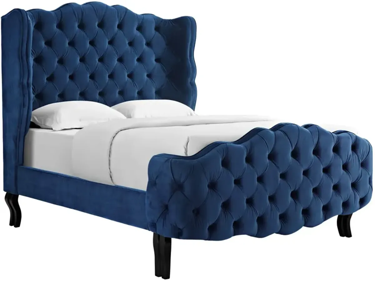 Violette Queen Tufted Wingback Performance Velvet Platform Bed