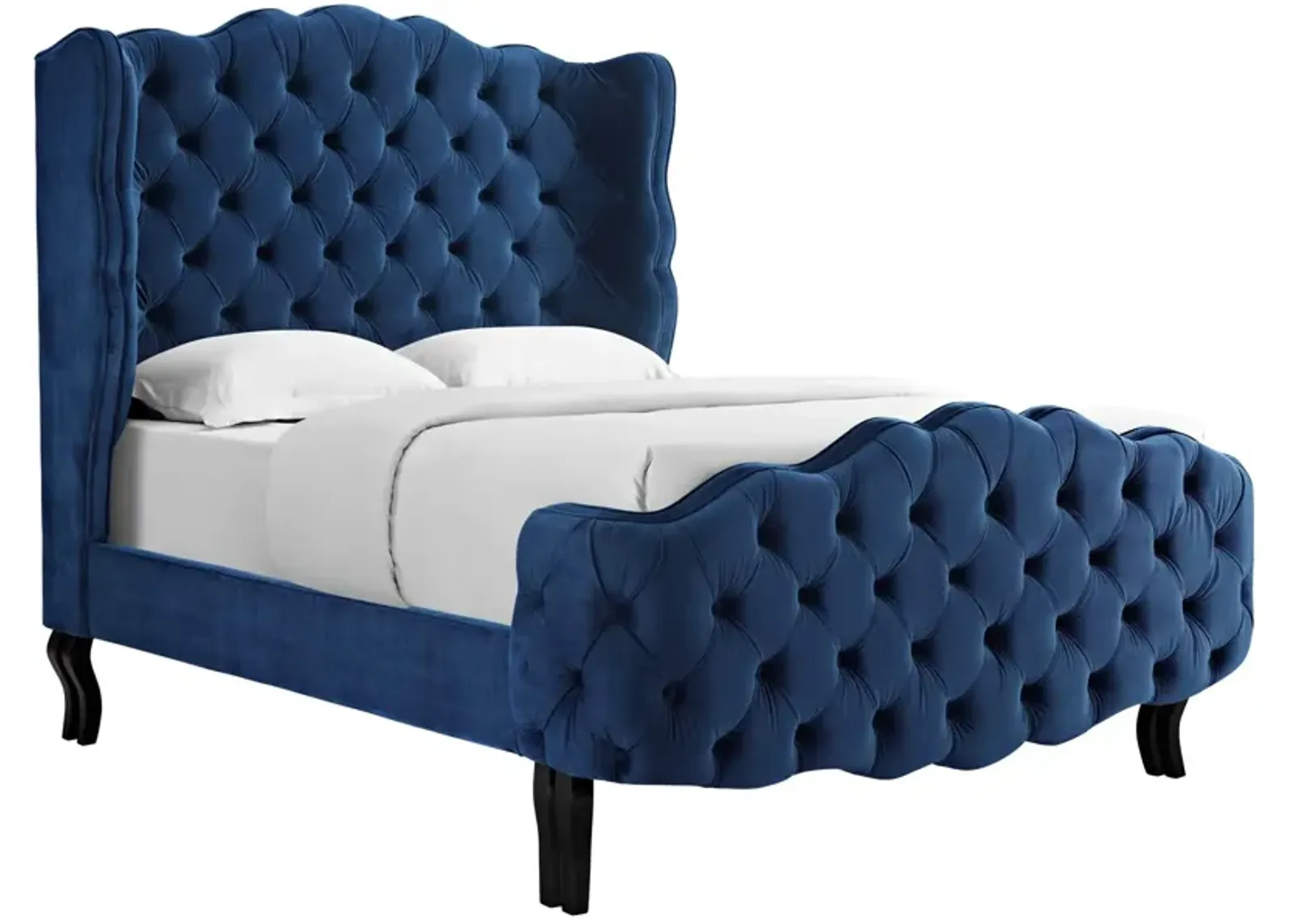 Violette Queen Tufted Wingback Performance Velvet Platform Bed