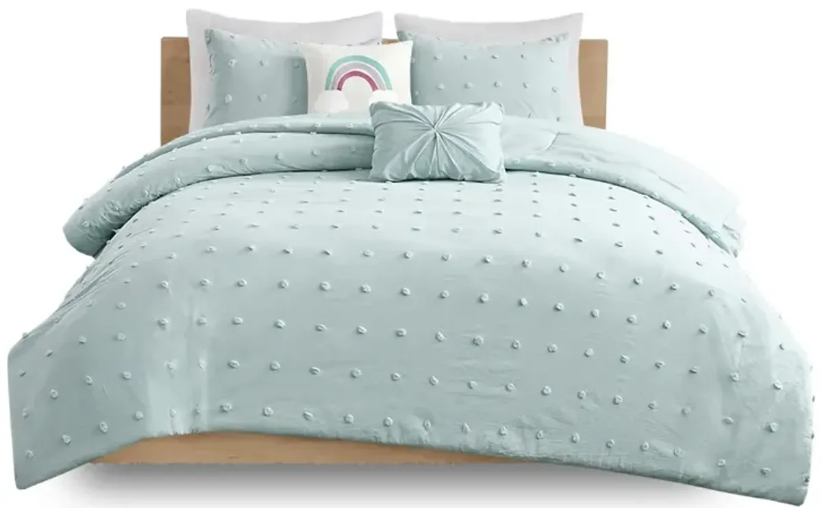 Urban Habitat Kids Callie Aqua Cotton Jacquard Pom Pom Comforter Set