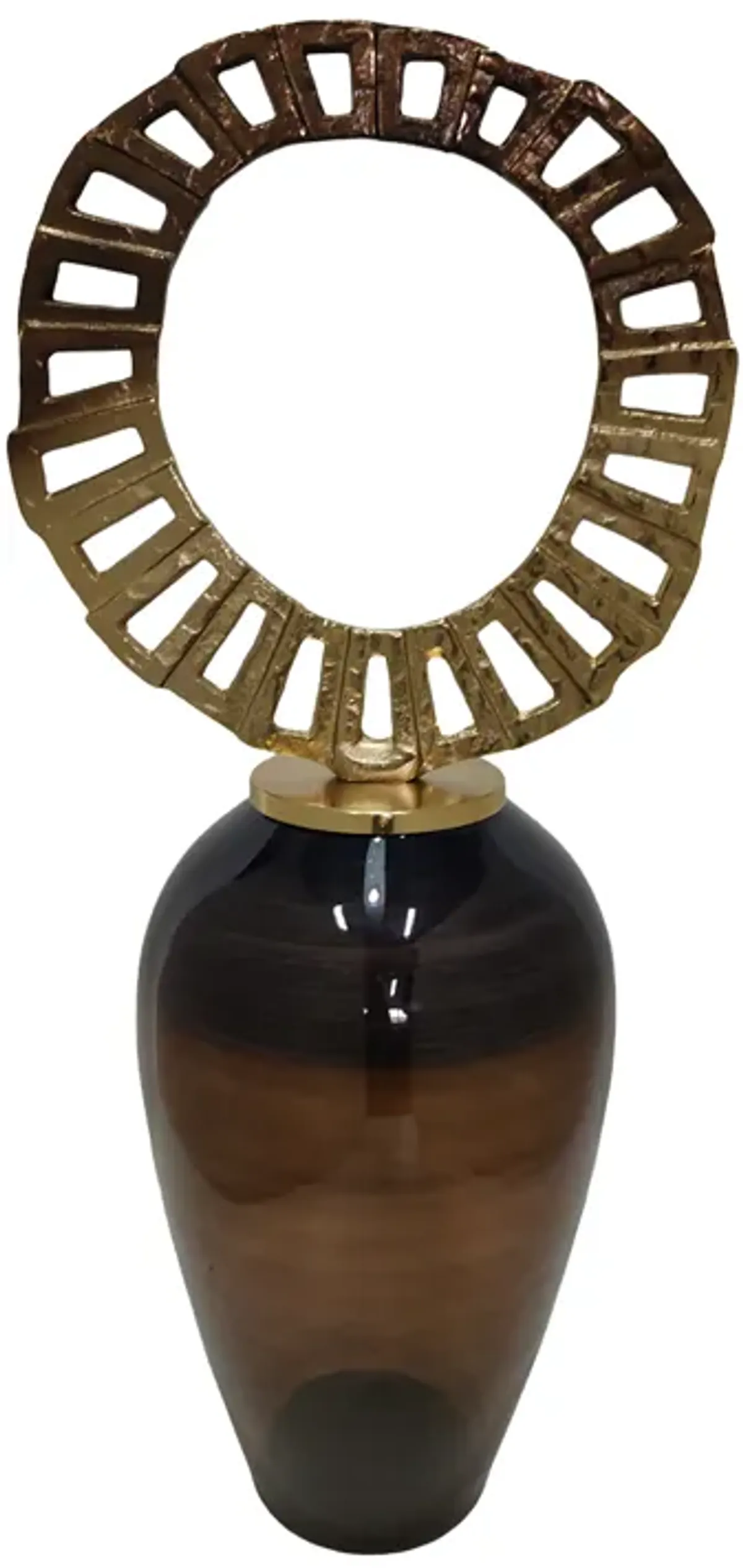 Glass, 31" Vase With Crown Top, Brown