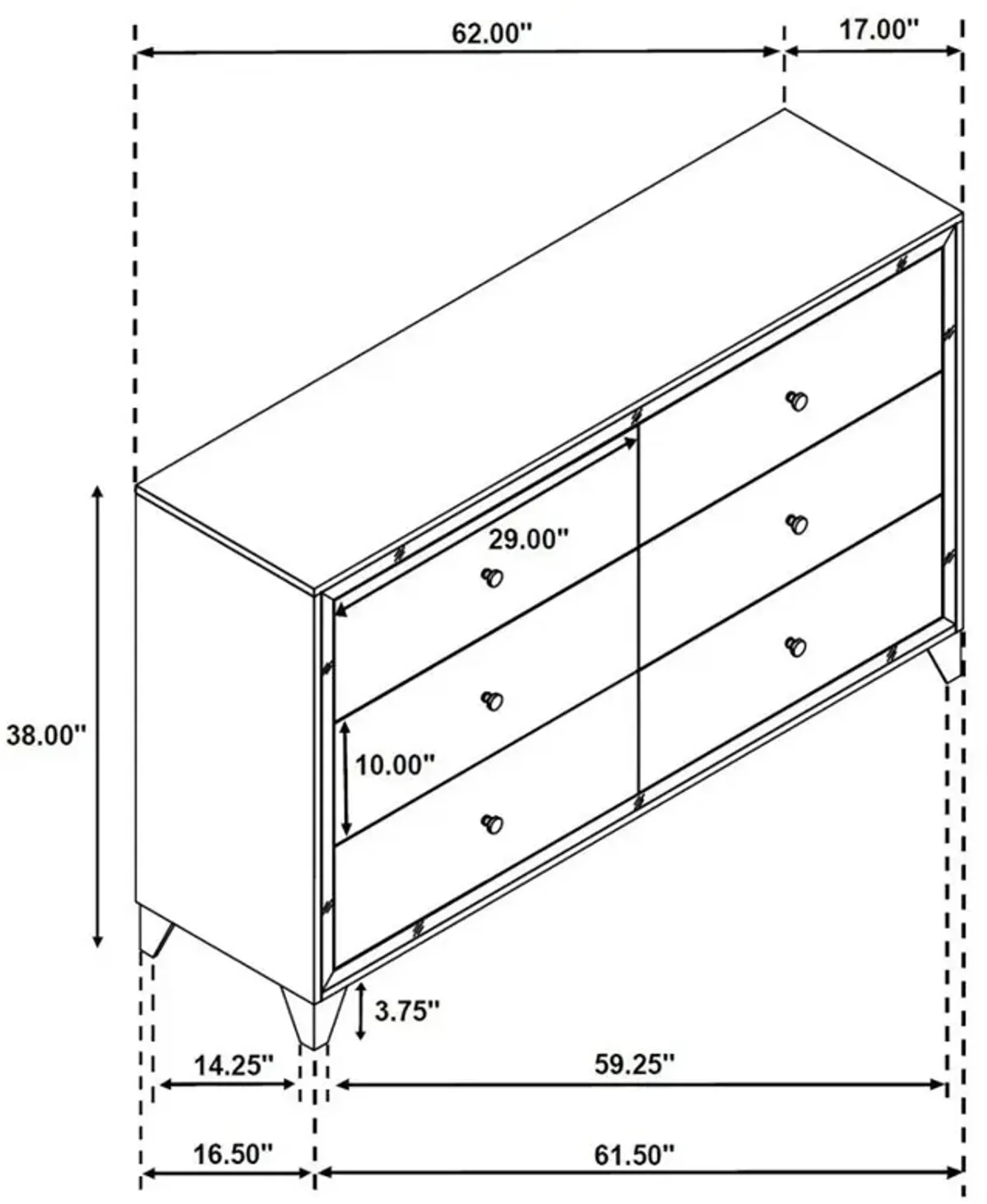 Larue 6-drawer Dresser Silver