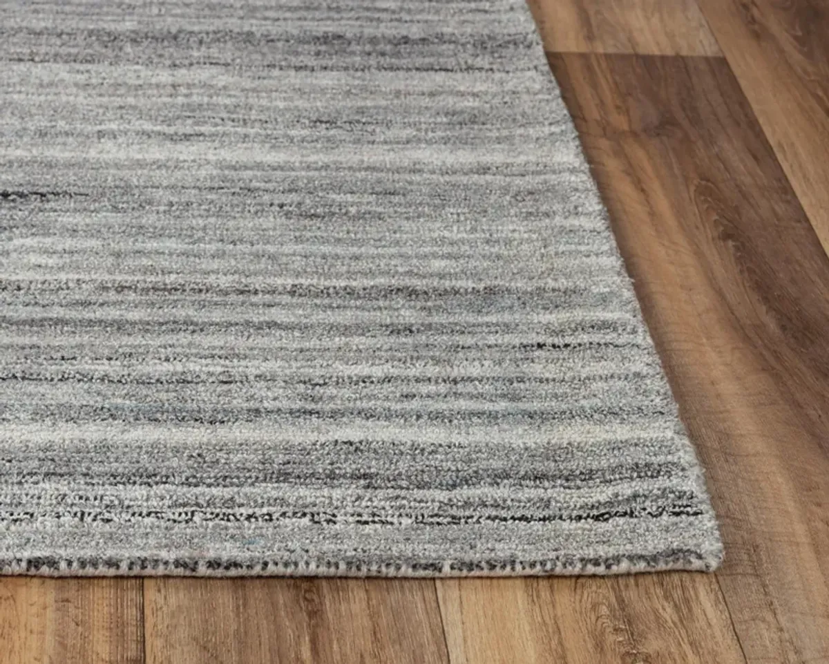 Seasand Gray Muted Stripe Recycled Polyester 7'6" x 9'6" Rectangle Rug