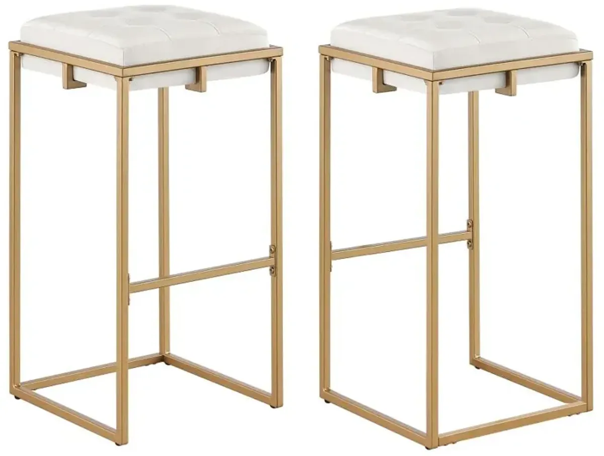 Nadia Square Padded Seat Bar Stool (Set of 2) Beige and Gold