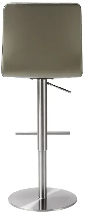 Paddy Light Grey Vegan Leather on Silver Adjustable Stool