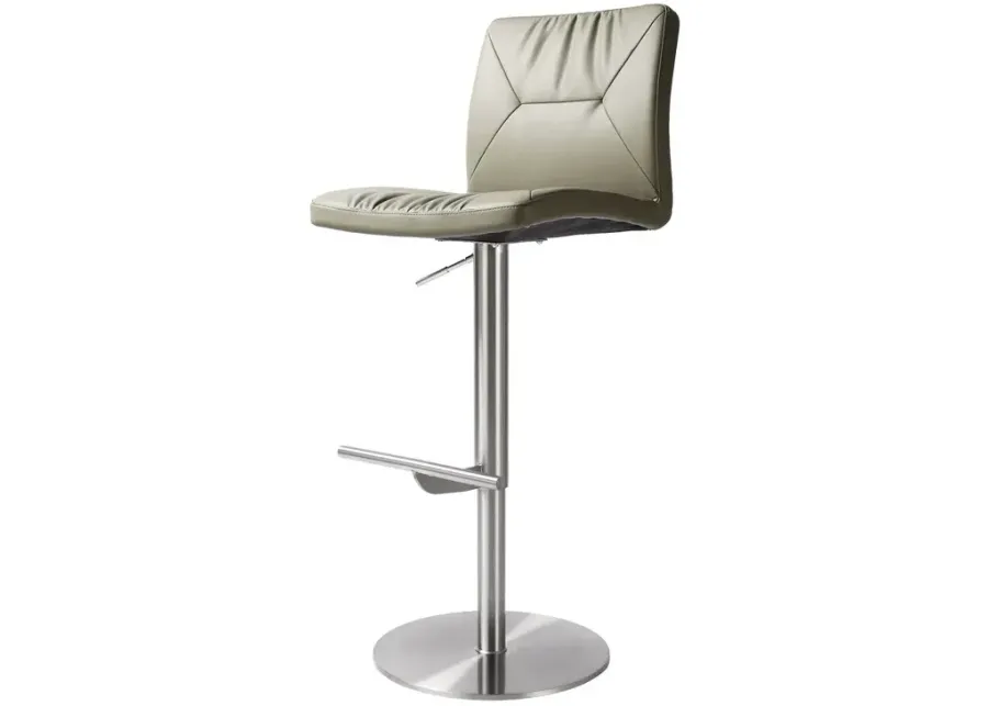 Paddy Light Grey Vegan Leather on Silver Adjustable Stool