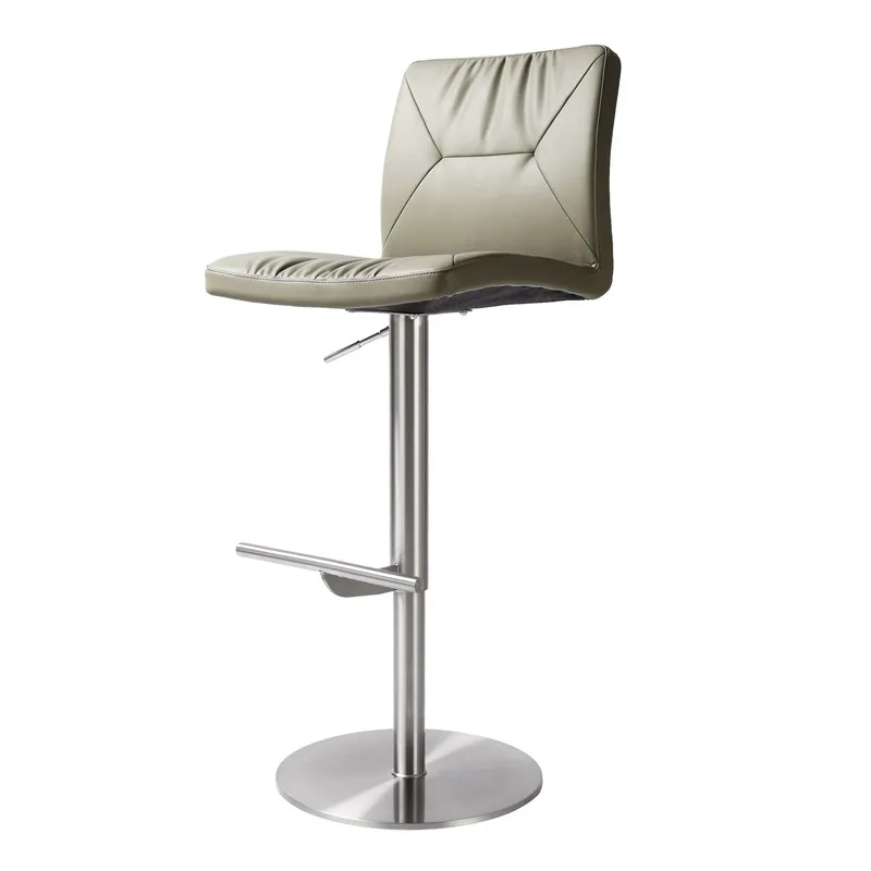 Paddy Light Grey Vegan Leather on Silver Adjustable Stool