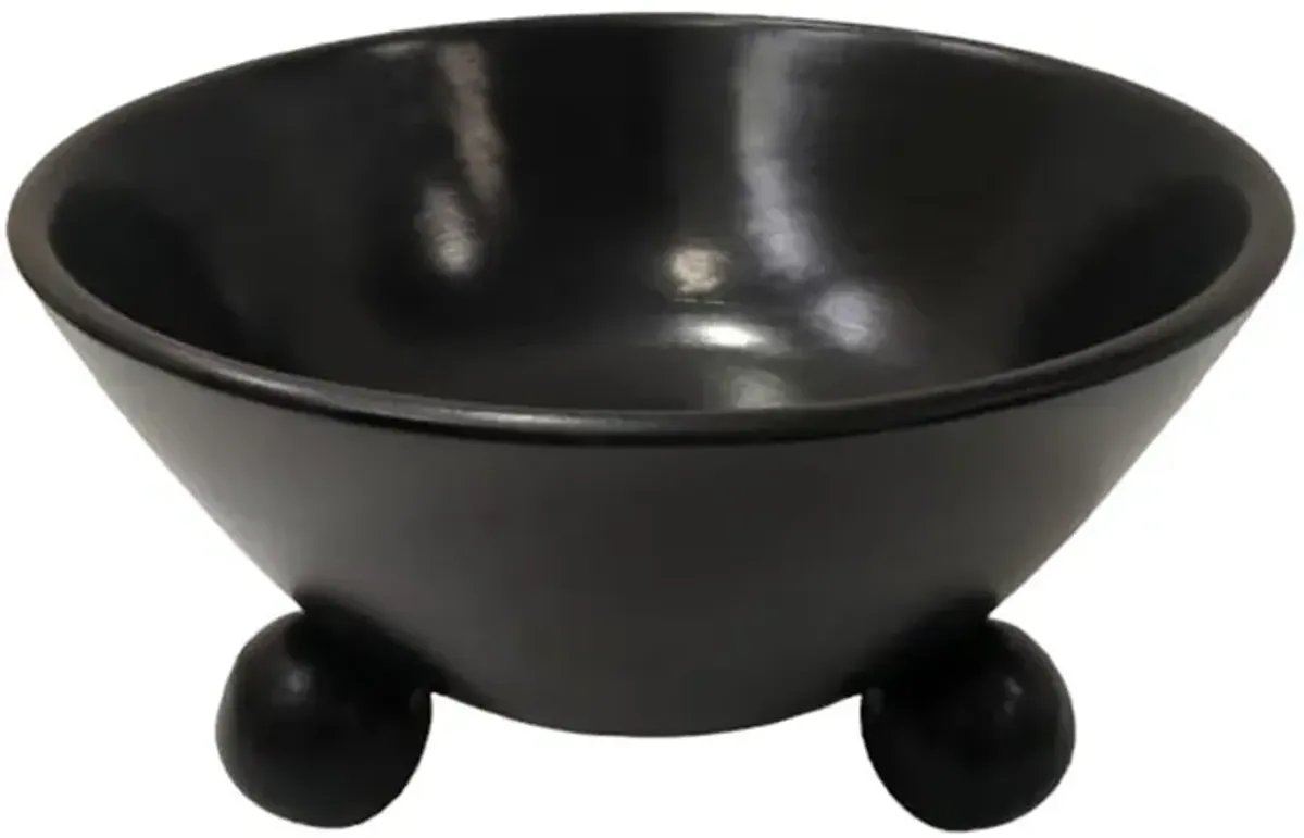 12" Bowl With Ball Feet, Black