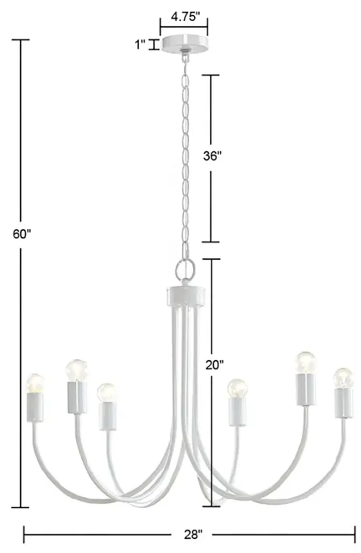 510 Design Ellie White 6-Light Metal Chandelier