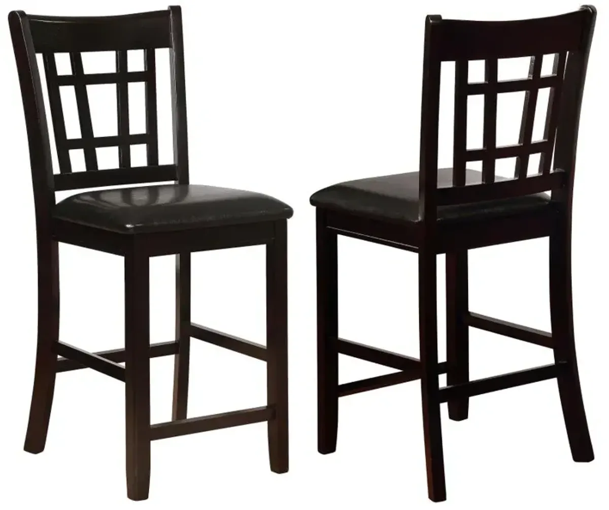 Lavon Upholstered Counter Height Stools Black and Espresso (Set of 2)