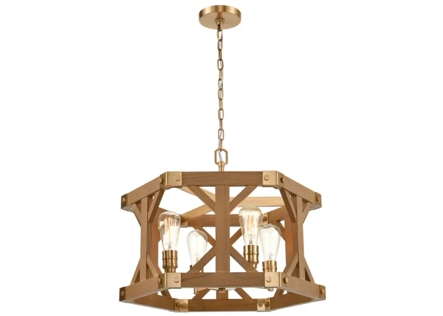 Structure Medium Oak 23" Wide 4-Light Chandelier 